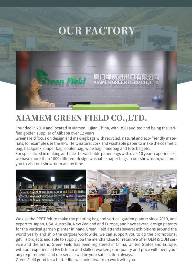 Green Field Washable Kraft Paper custom backpack