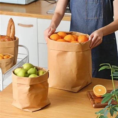Saco de armazenamento de papel Kraft lavável reutilizável