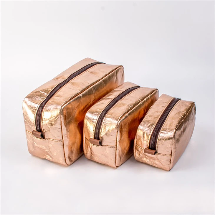 Luxury Washable Kraft Paper Makeup Bag Rose Gold