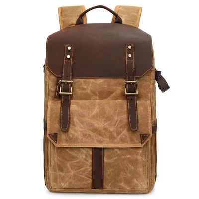 Mochila vintage de lona encerada para laptop